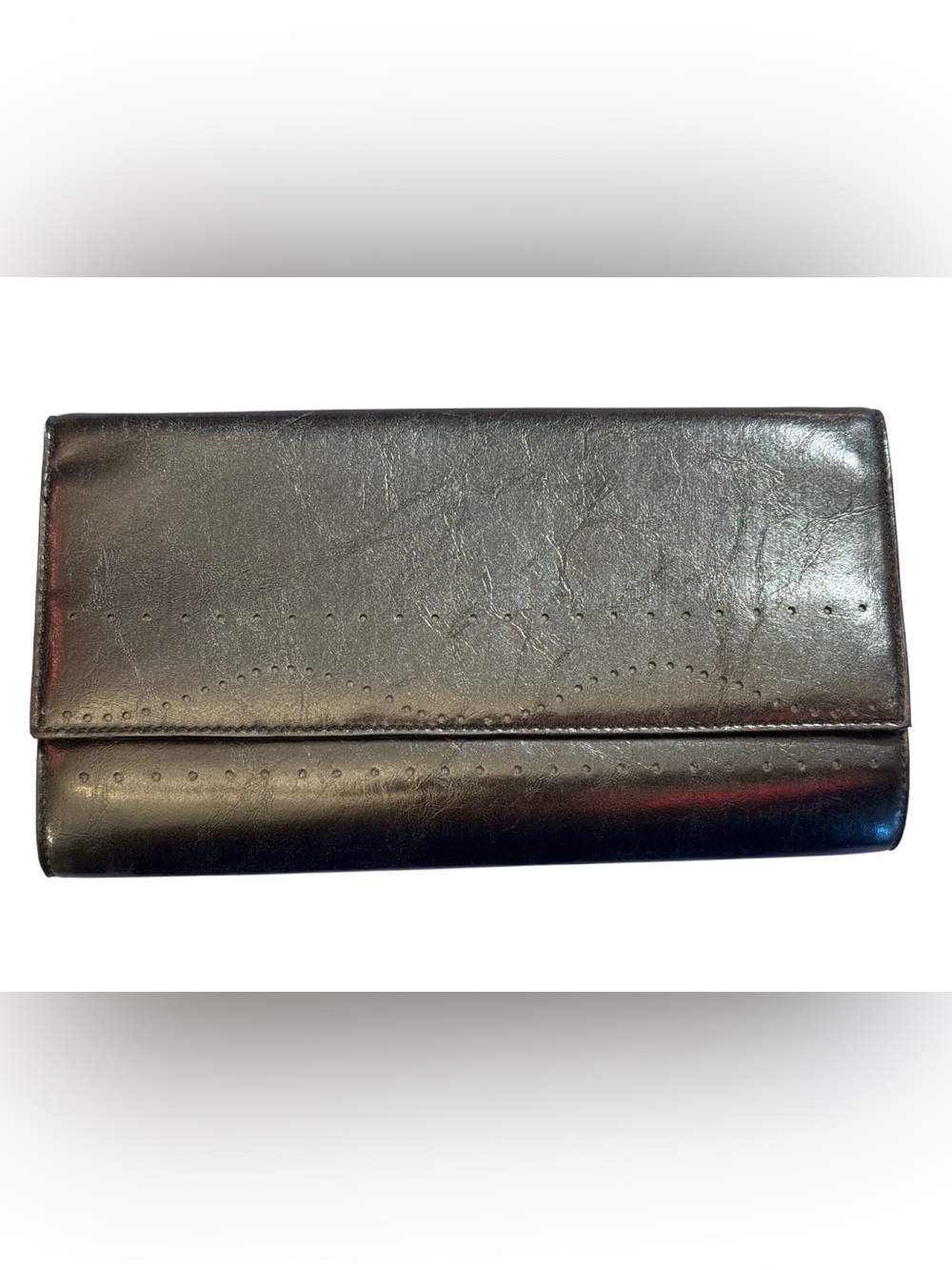 Vintage Armani Exchange Classic Black Leather Fold-Over Women's Clutch